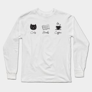 Cats Books Coffee Long Sleeve T-Shirt